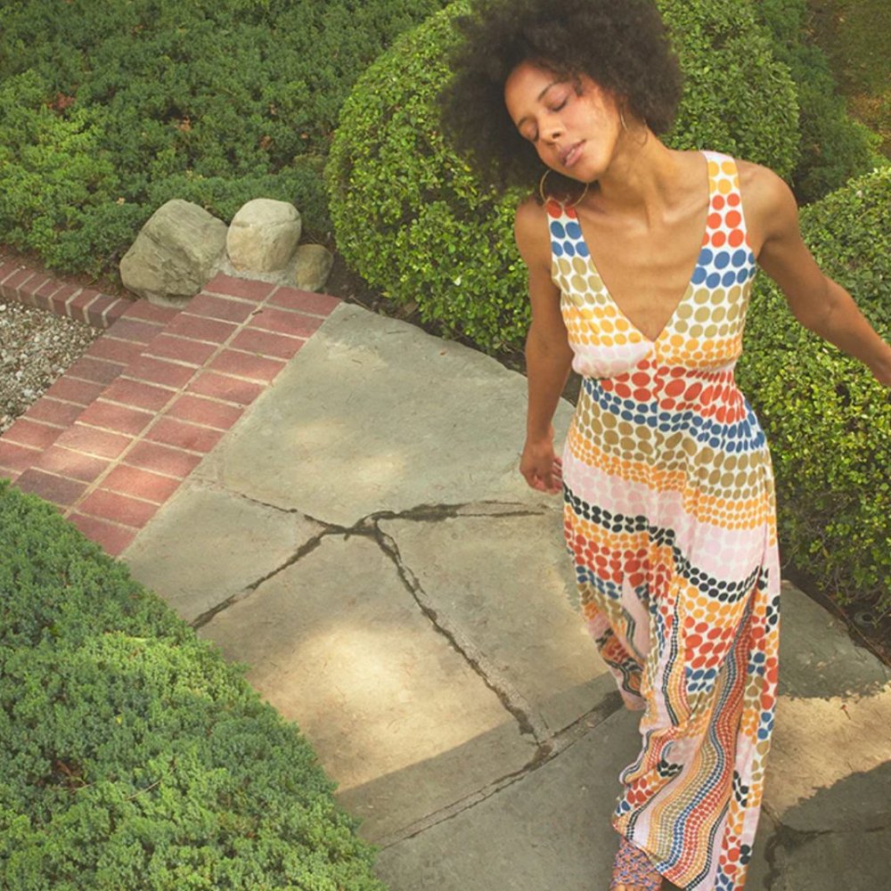 NWT Odell's Parker Dot-Print Maxi Dress S